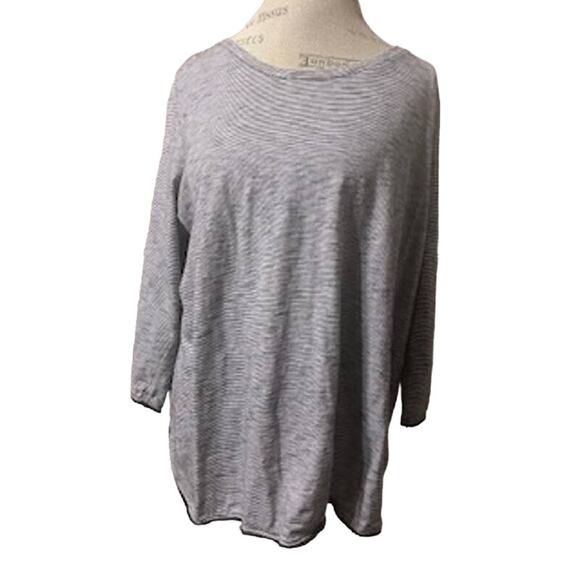 Talbots Woman Black and White Striped Tunic with Crochet Trim Plus Size 1X - Picture 1 of 7